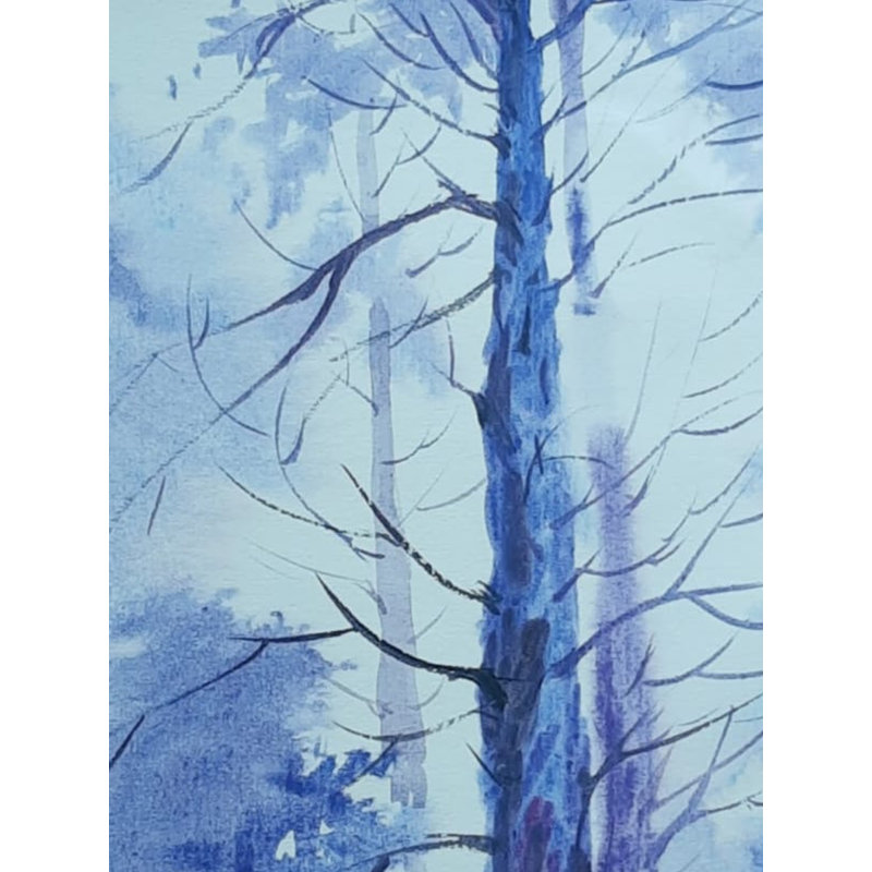 Arbre sans feuilles dans la forêt | Aquarelle sur papier | Par Susanta Mondal
