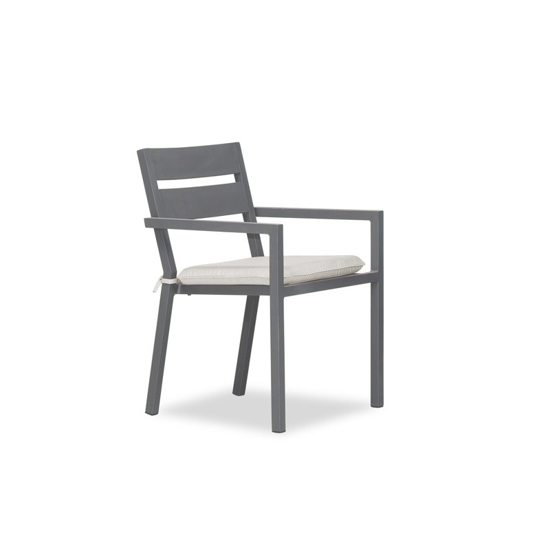 Pacifica Dining Arm Chair - White - Canvas Flax, Canvas Natural Sunbrella® Canvas, Slate