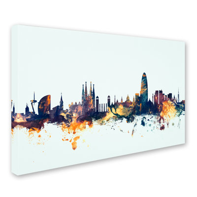 " Barcelona Spain Skyline Blue "