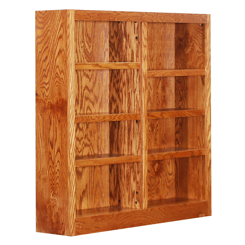 Backacre Double Wide Wood Bookcase, 8 Bookshelf,  48 inch Tall Storage and Display Bookshelf for Home Office and Living Room