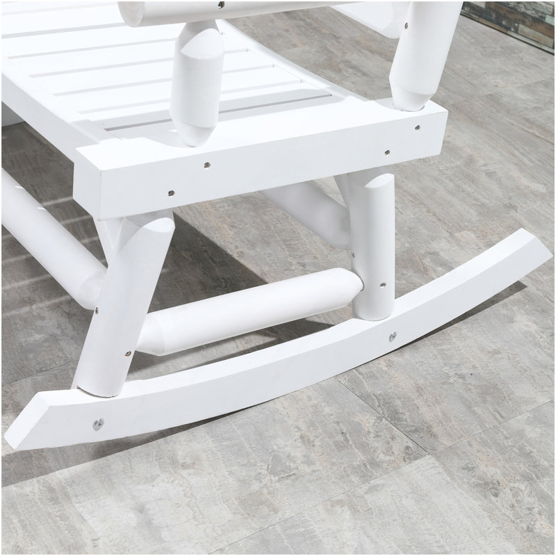 Heavy Duty Loveseat With Wide Curved Seats,Wood Rocking Chair With Log Design,For Patio, Backyard, Garden