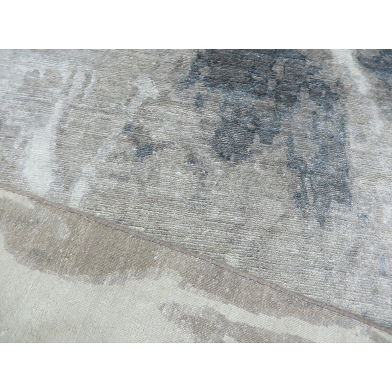 Tapis gris noué à la main de conception unique 9 pi 1 po x 12 pi 2 po Eshal