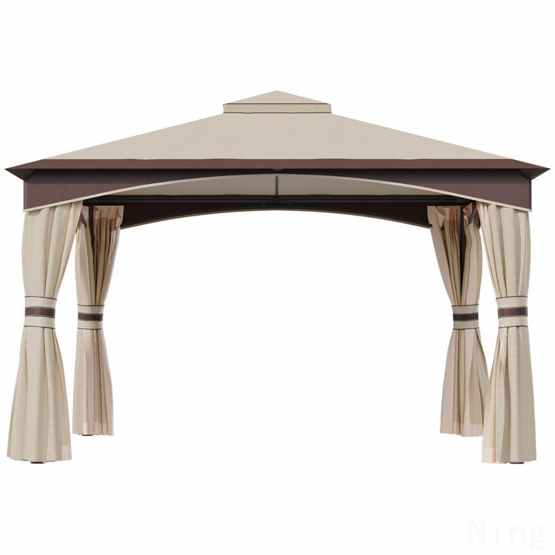 Moustiquaire en acier 10X12FT pour l'extérieur avec double toit et rideaux