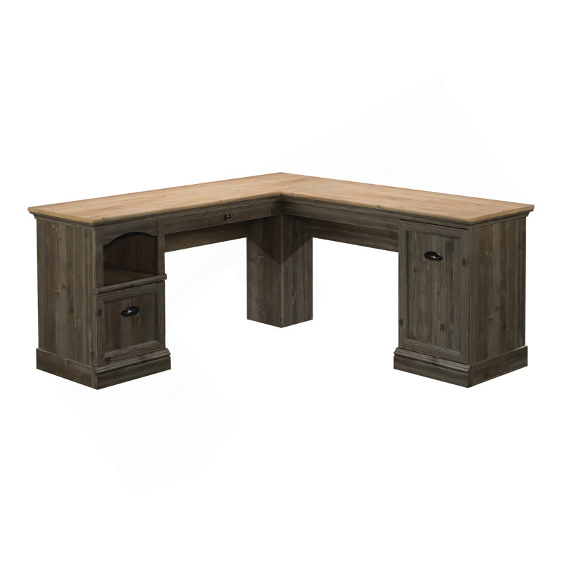 Bureau en L, finition brune