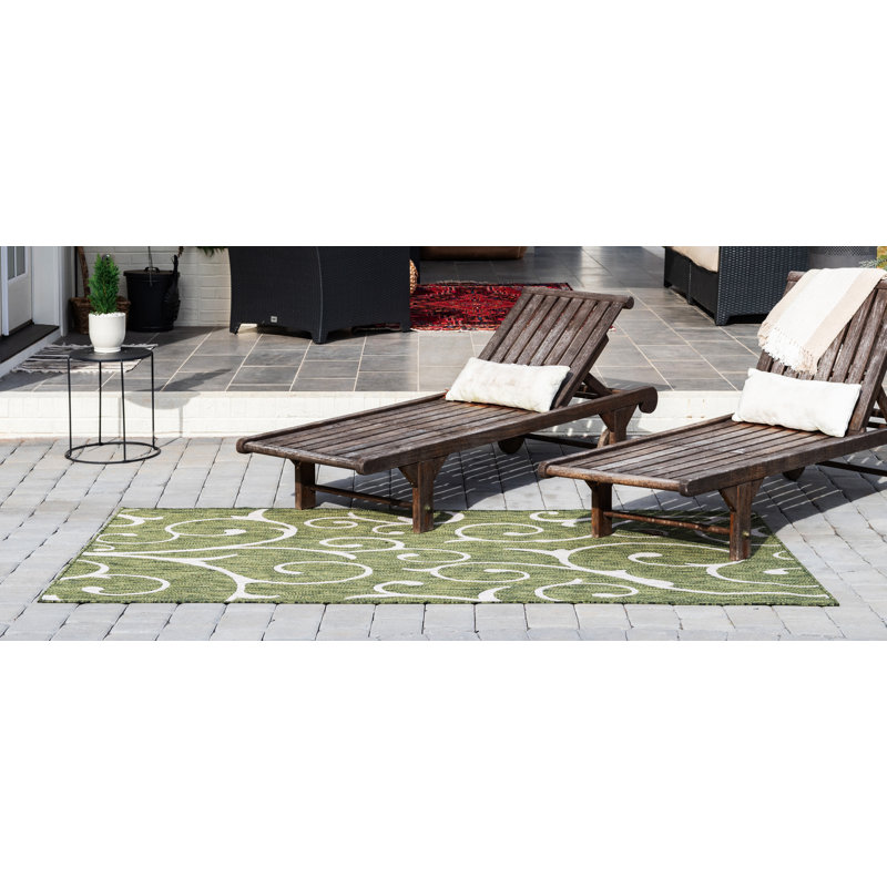 Hague Botanical Green Indoor/Outdoor Area Rug, Rectangle 9' x 12'2"