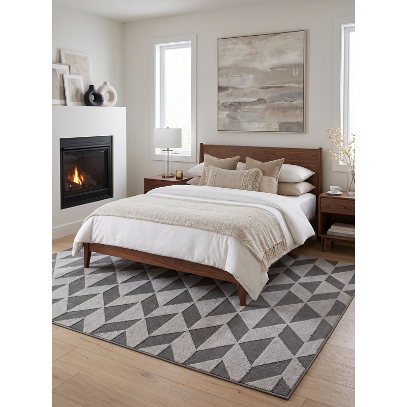 Urbano Geometric Area Rug in Gray, Rectangle 6'8" x 9'7"