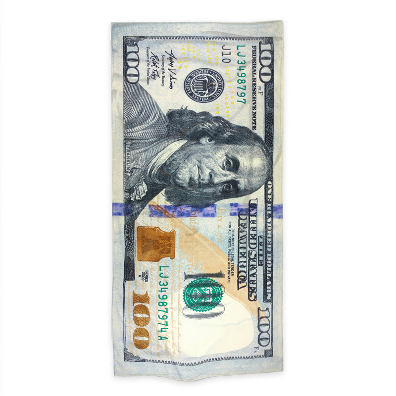 Serviettes de plage Jahliyah 100 Bill Bill | Serviette de piscine 100% coton 30 po x 60 po