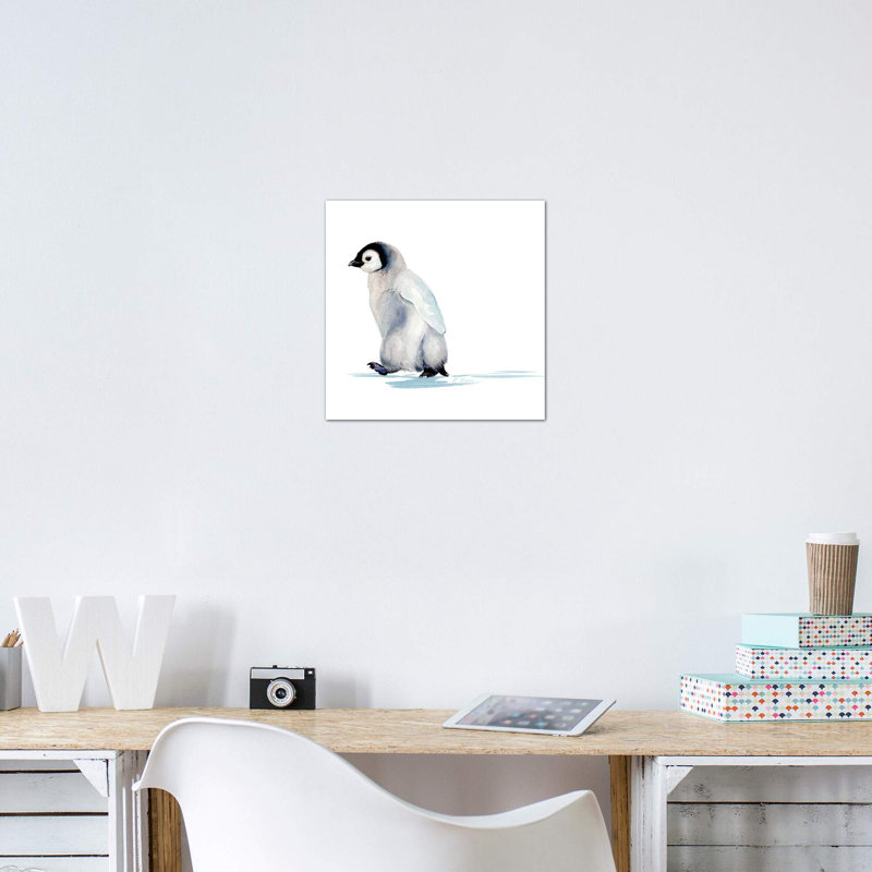 Pingouin polaire par Watercolor Luv - reproduction d'art, Toile tendue, H 12 po x l 12 po x P 0,75 po, Pas de tapis