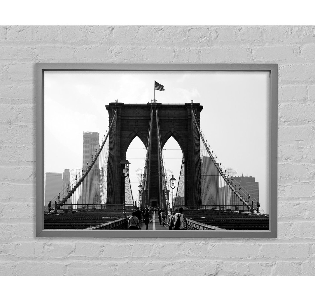 Mit dem Fahrrad in die Stadt durch die Brooklyn Bridge - Einzelne Bilderrahmen Kunstdrucke auf Leinwand