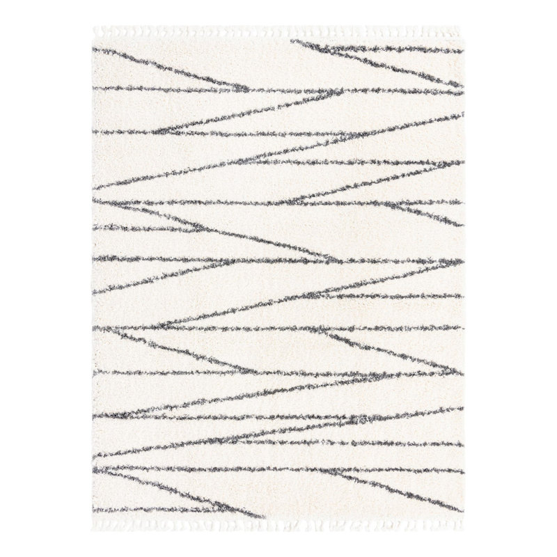 Abrahams Striped Indoor Rug, Rectangle 7'10" x 10'