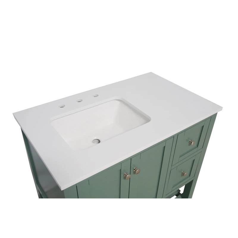 Ensemble de meuble-lavabo simple 36 po Binne, Vert sauge, Blanc d'ingénierie