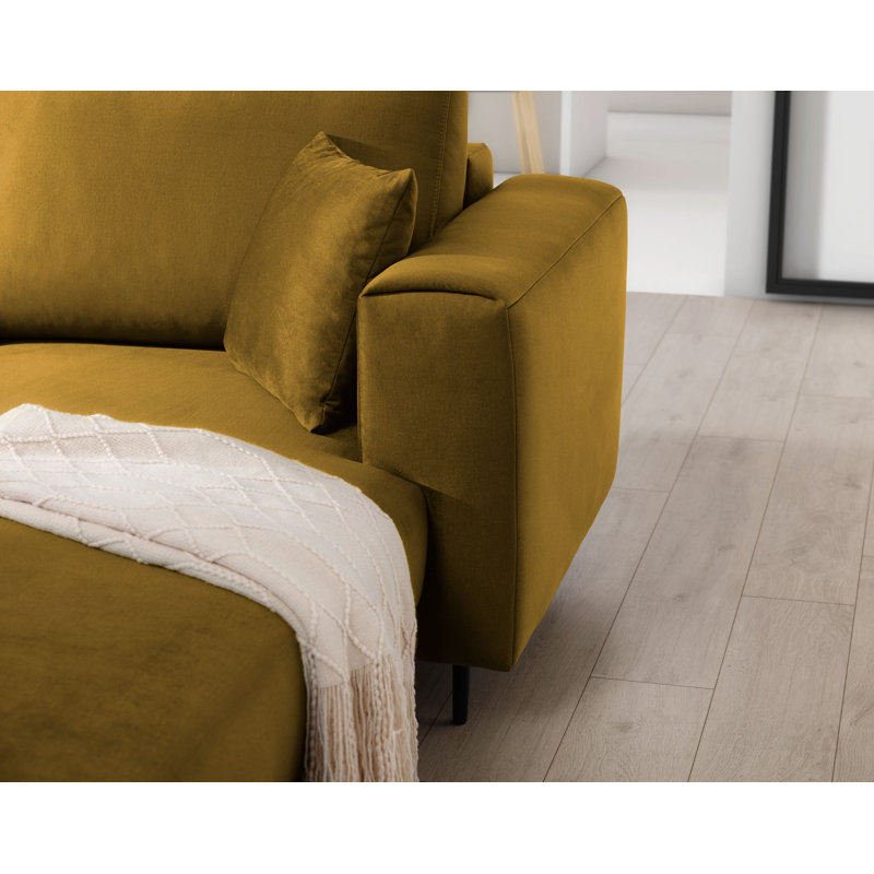 Aecca 4 Seater Sofa Bed, Left facing, Dark yellow