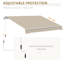 Auvent de terrasse beige rétractable 13 pi x 8 pi, abri de jardin à manivelle manuel, auvent en polyester résistant à l'eau et aux rayons UV pour terrasse
