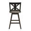 2 chaises pivotantes à 360 degrés de hauteur comptoir, en bois d'hévéa massif noir, 2 chaises rustiques Touch, pivotantes, en bois