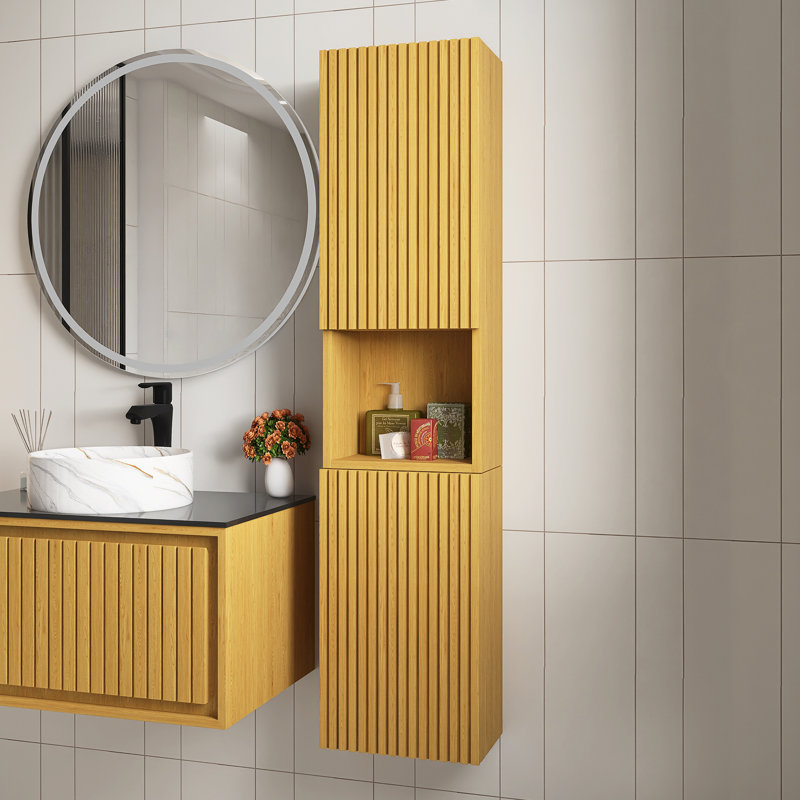 59" Tall Bathroom Wall Mounted Cabinet, Narrow Storage Cabinet With Door, Suitable