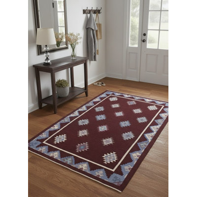 	 Tapis chinois à motif géométrique tribal Kilim 4X6