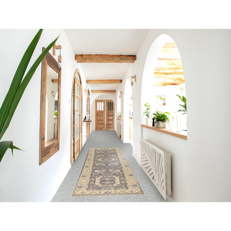 Tapis de couloir indien gris Oushak 3 x 10