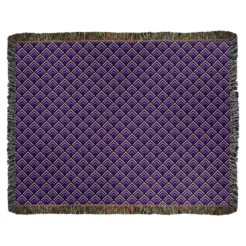 Couverture en coton tissé Katelyn Elizabeth, L 37 po x L 52 po, Noir/mauve