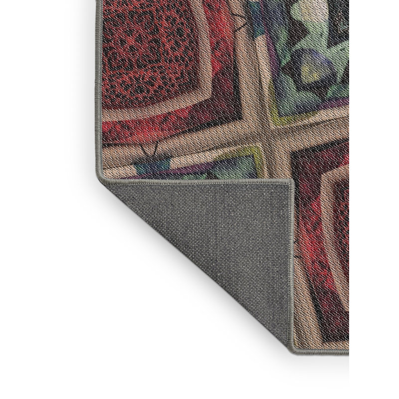 Tapis rouge / bleu Power Loom, Rectangle 5 pi x 8 pi
