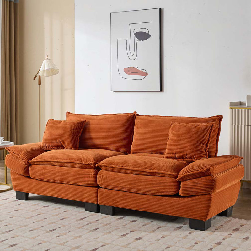 Canapé avec coussins Corduroy, Orange