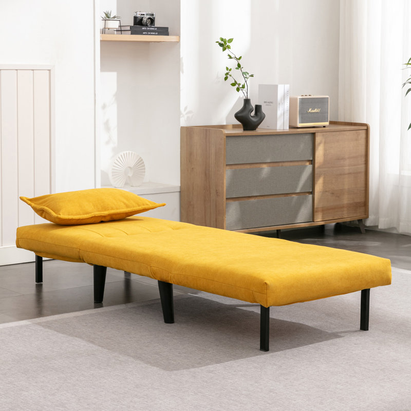 Naraya Upholstered 1 Seater Sofa Bed, Mustard