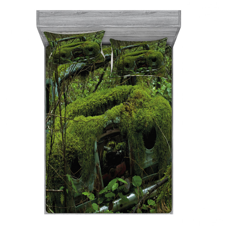 Ensemble de draps anciennes forêts abandonnées, Ensemble de draps pour lit double avec un drap-hou