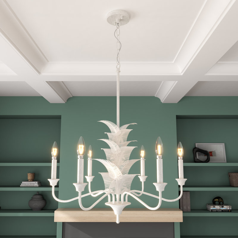 Furiel 6 - Light Steel Dimmable Classic/Tradition Chandelier, Ivory Wash
