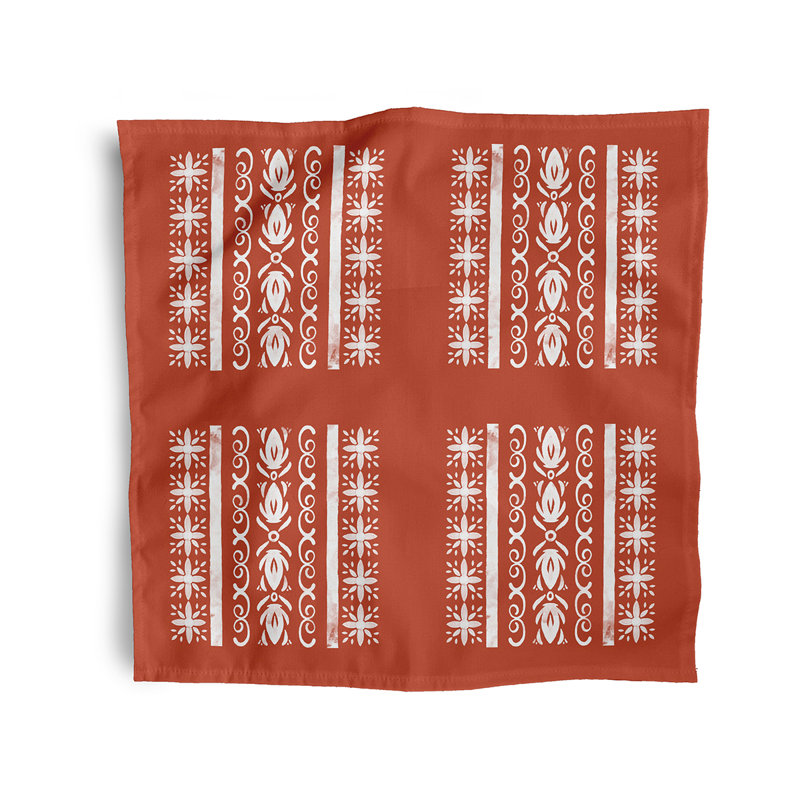 Cladia Cuban Tile  Napkins, Orange