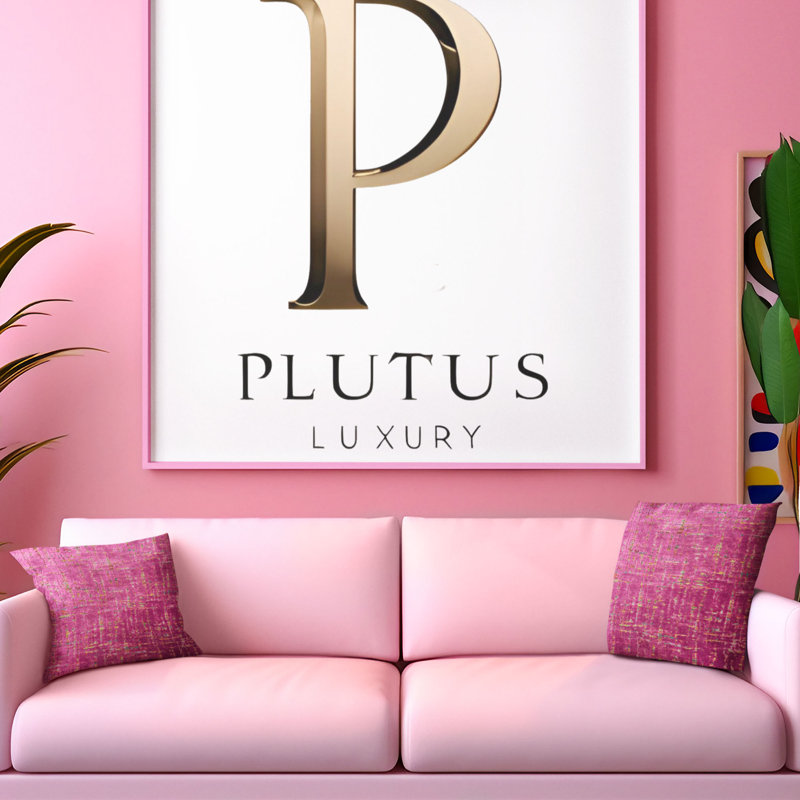Coussin Plutus Luxe Aurora, H 26 po x l 26 po, Doré / fuchsia, Carrée
