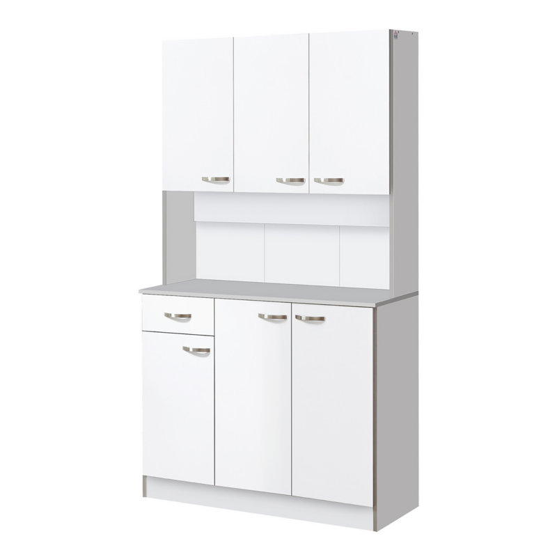 Buffet de cuisine de 71 pouces, armoire de rangement haute avec support pour micro-ondes, comptoir, 6 portes, tiroirs de rangement, 3 tablettes réglables, convient à la cuisine ou à la salle à manger
