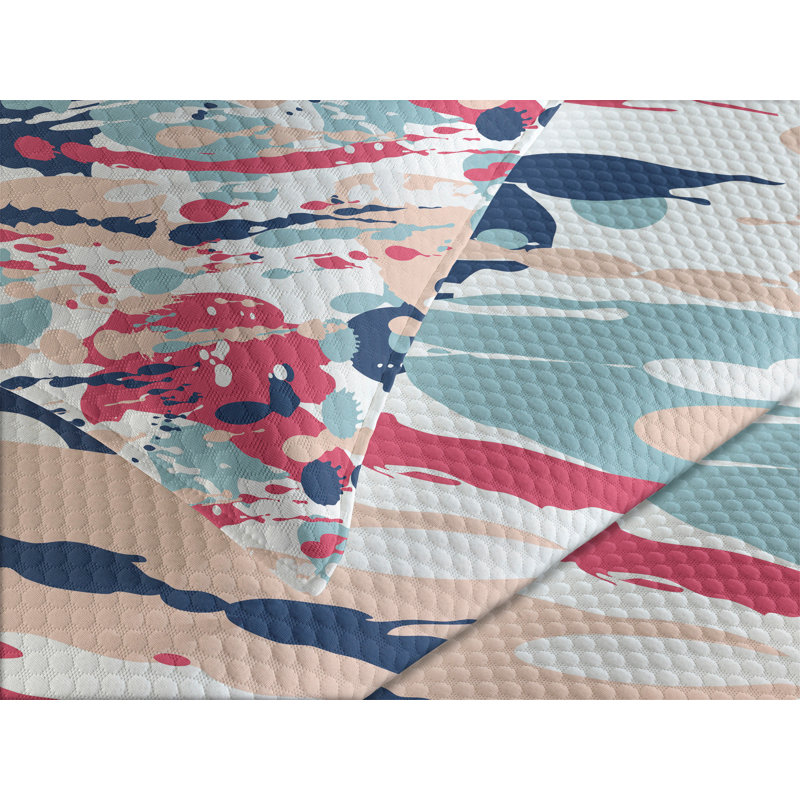 Ambesonne Navy and Blush Bedspread Color Splashes Multicolor, King Coverlet/Bedspread + 2 Pillow Shams