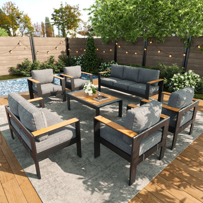  Ensemble de meubles d'extérieur en aluminium avec table basse, ensembles de conversation de patio moderne pour porche, cour arrière