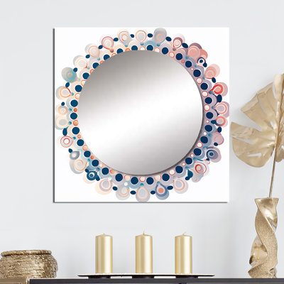 Boho Mandala en rétro bleu et orange - miroir carré Boho Mandala pour décoration murale