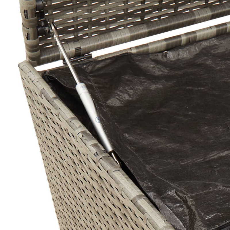 Water Resistant Acacia Poly Rattan Deck Box with Wheels, Gray