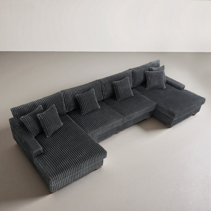 4 Seater Seating Component, Grey Faux Fur