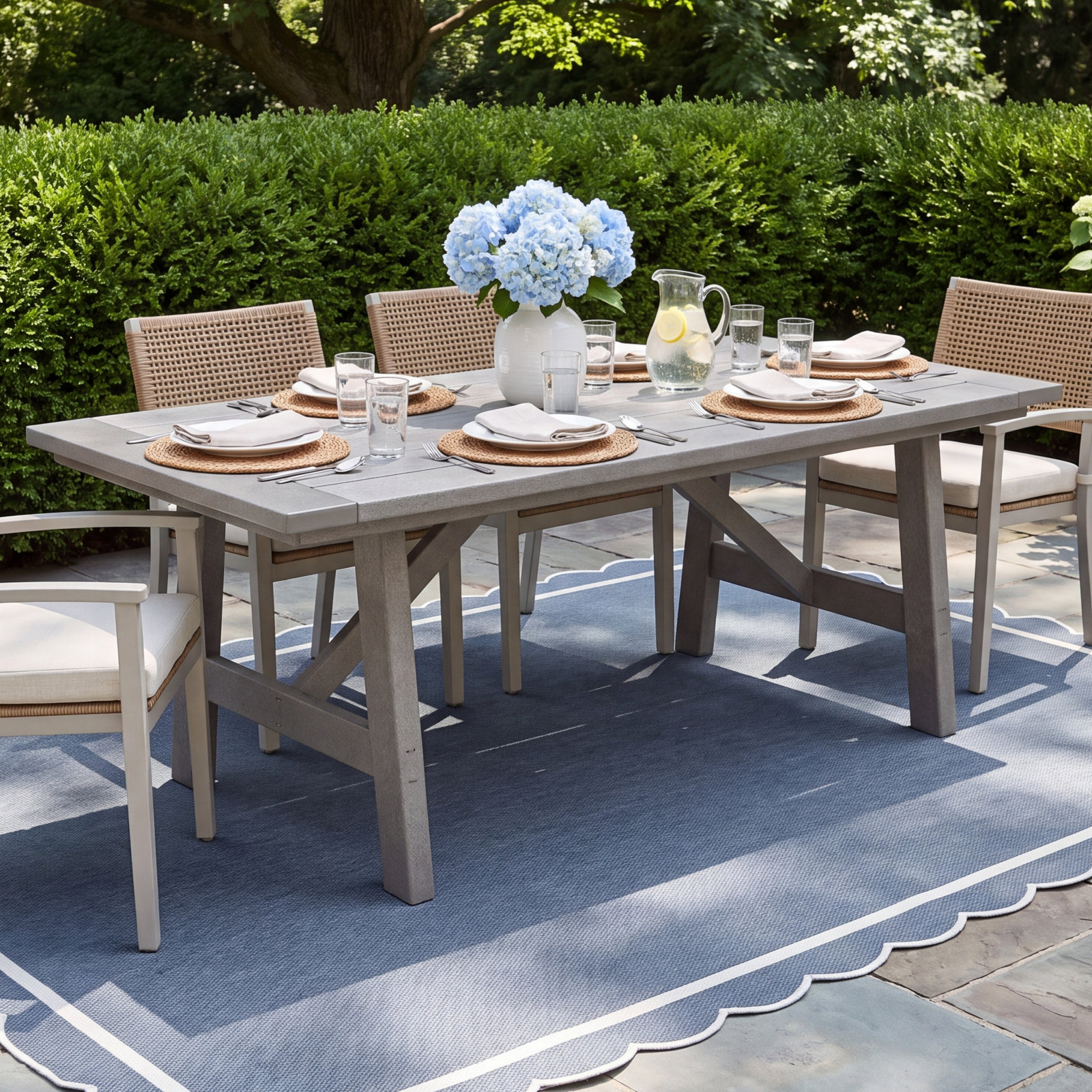 POLYWOOD® Tables 75" Patio Dining Table, Teak