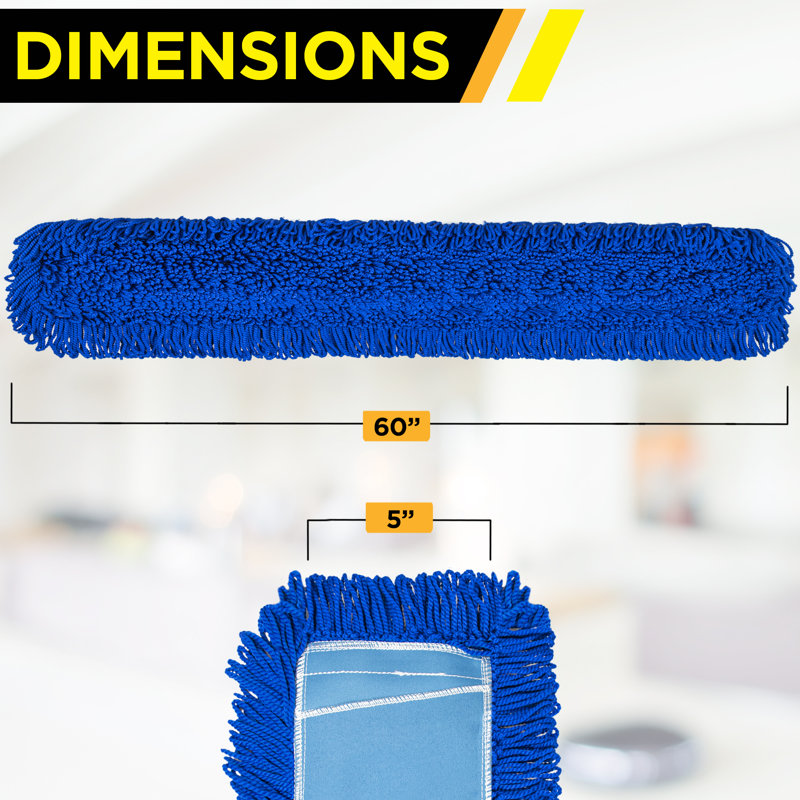 Gritt Commercial Microfiber Looped Dust Mop Pad Head, Pack of 6, 1" H x 60" W x 5" D