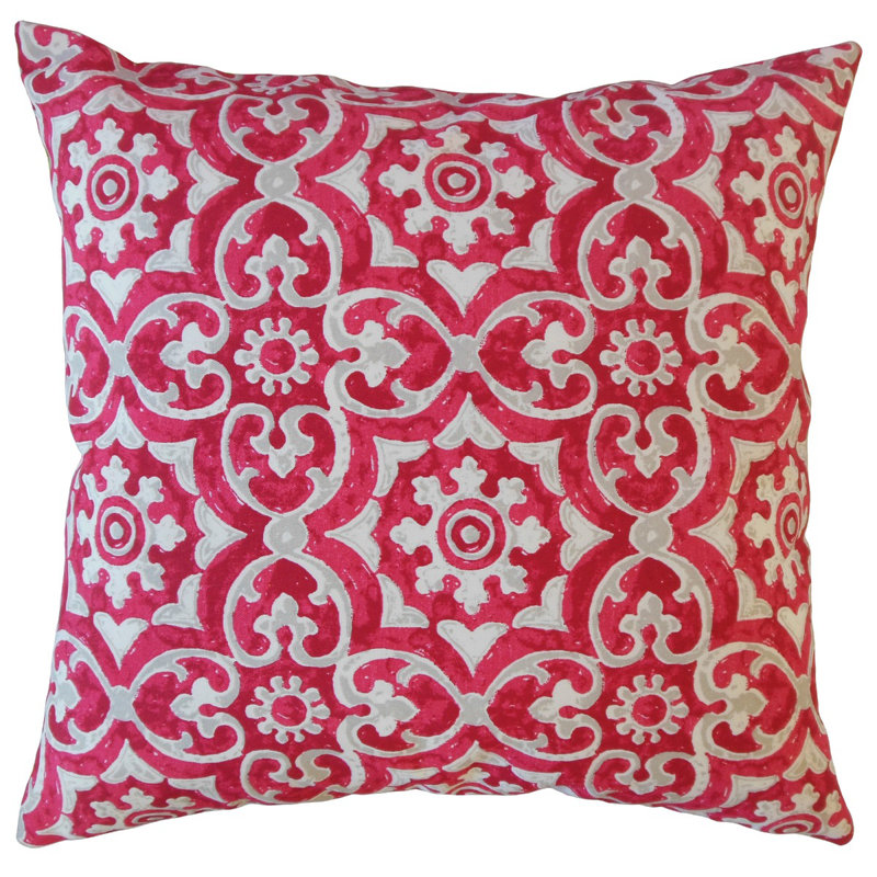 Coussin Parmida, 20 po x 20 po, Coussin décoratif, Rose
