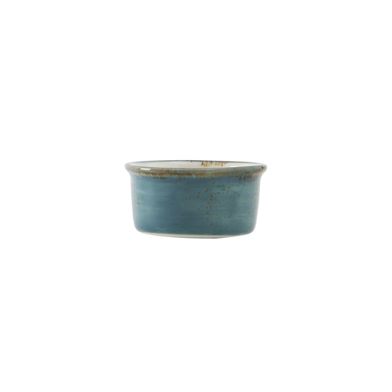 Ramequin rond et artisanal, Bleu sarcelle de géode