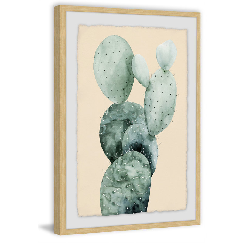 Cactus On Coral I - Single Picture Frame Painting, 45cm H x 30cm W