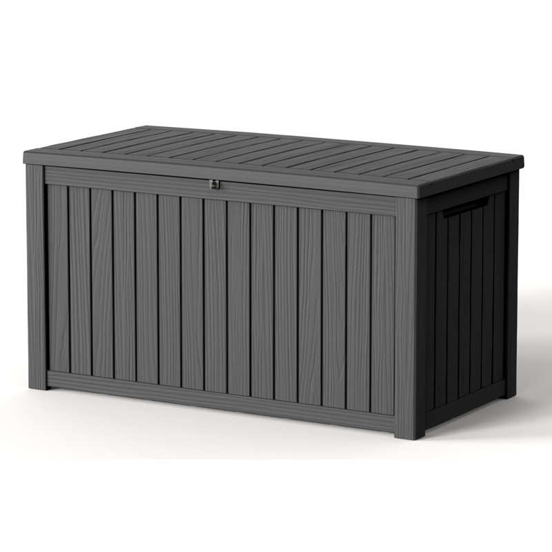 55.56"w 180 Gallon Water Resistant Resin Lockable Deck Box(Black), Black