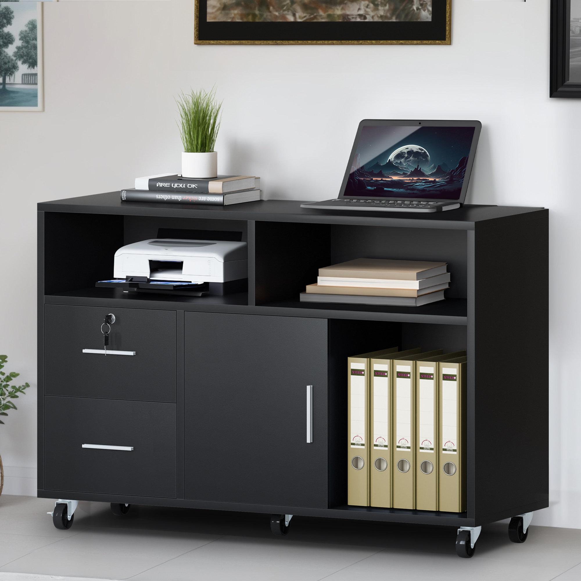 Ebern Designs Jaiyda 38.1'' Wide Mobile File Cabinet 