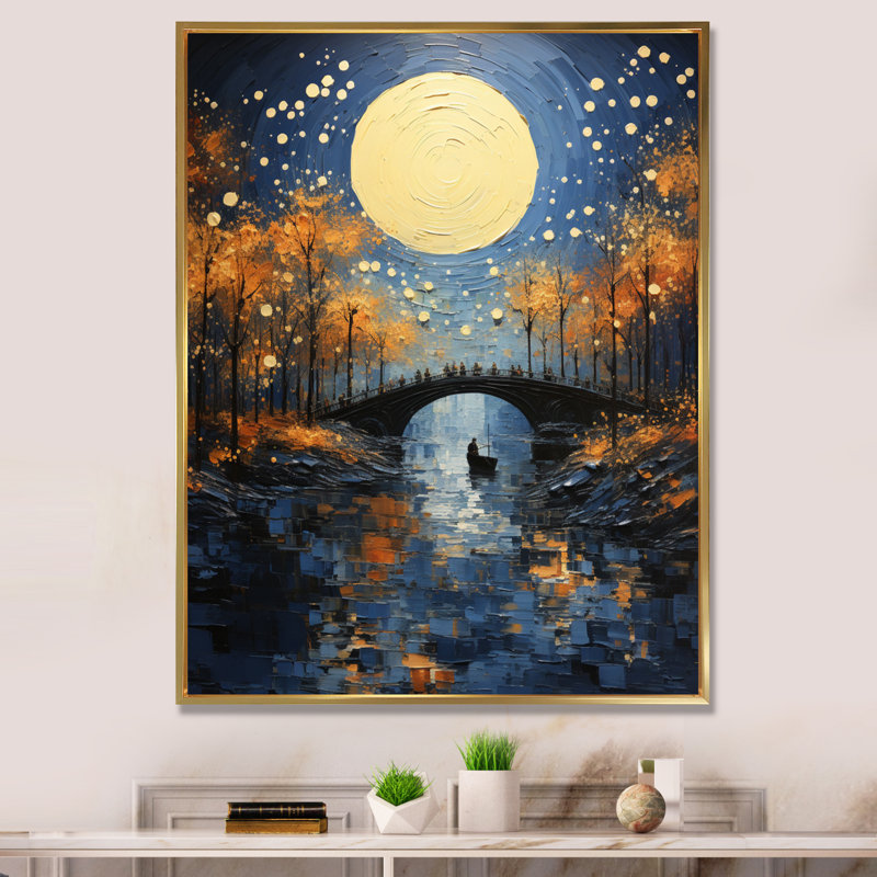 Pont jaune - Riverill Pointillism II - impressions sur toile de paysages urbains, H 40 po x l 30 po x P 1,5 po