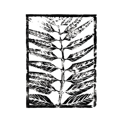 Linocut Leaf Stem - impression sur toile