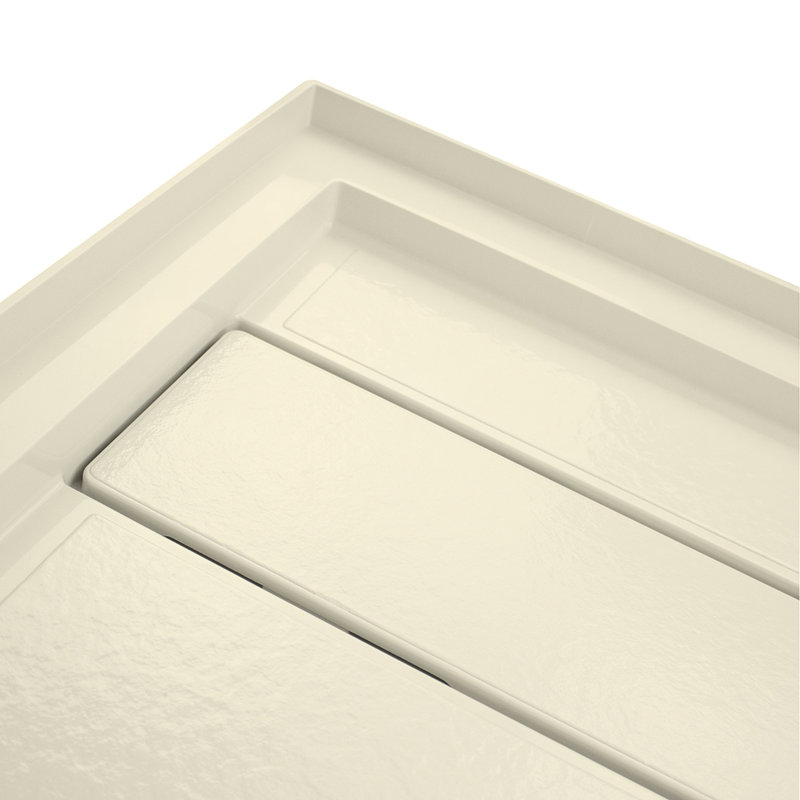 60'' W 32'' D Rectangular Single Shower Base, Ivory, Left