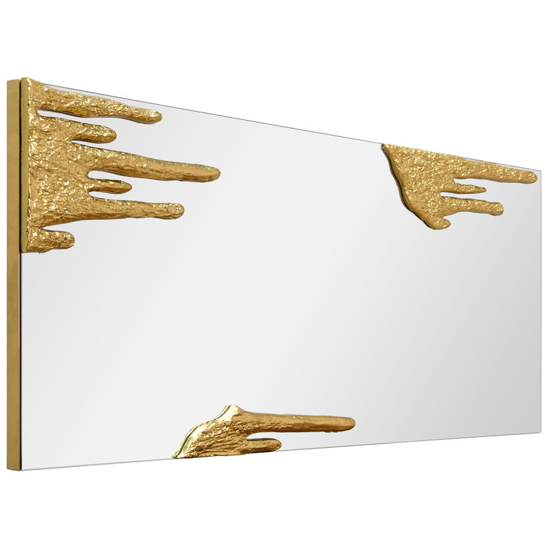 Antique Gold Foiled Icicles on a Frameless Rectangular Wall Mirror,48"x20"