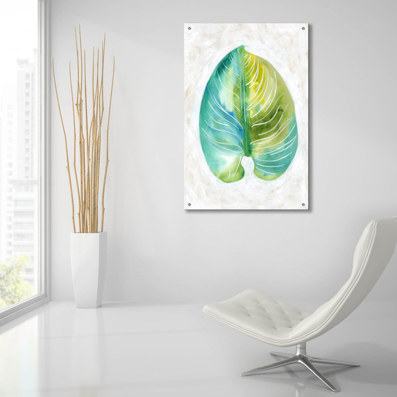 Art mural en verre acrylique 24 po x 36 po «Ocean Side Palms 1» par Chariklia Zarris, H 36 po x l 24 po