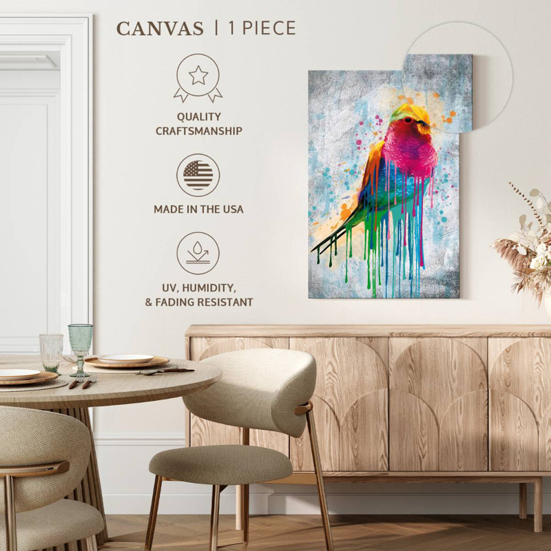 Brampt Lilac-Breasted Roller Paint Drip, 30" H x 20" W