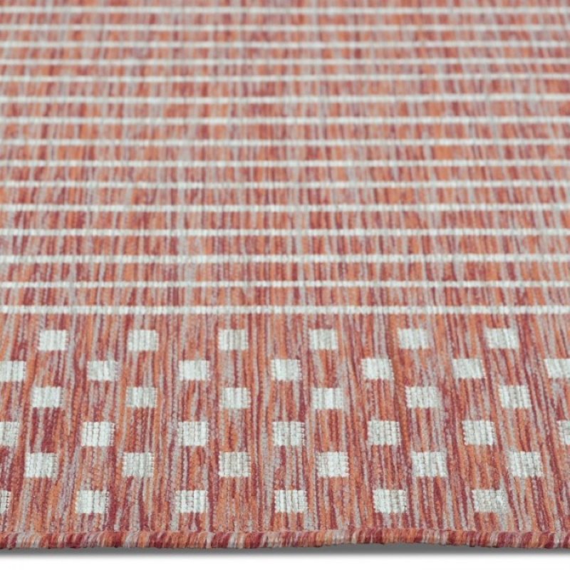 Tapis rayé rouge intérieur Cabana, Rectangle 6 pi 7 po x 9 pi