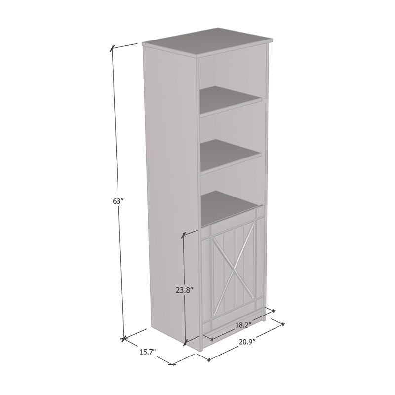 Fiorenze 20.9" Bookcase with High Gloss Finish, Black